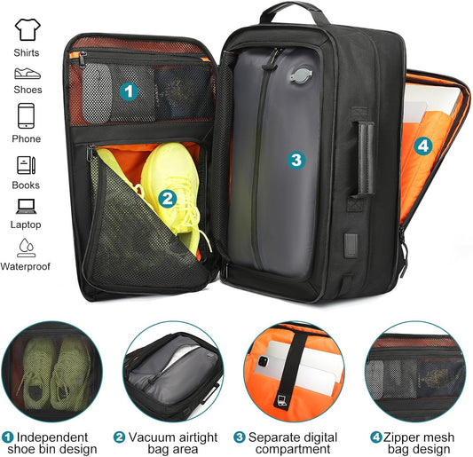 Vacuum Compression Backpack with Pump, Extra Large Capacity 45L