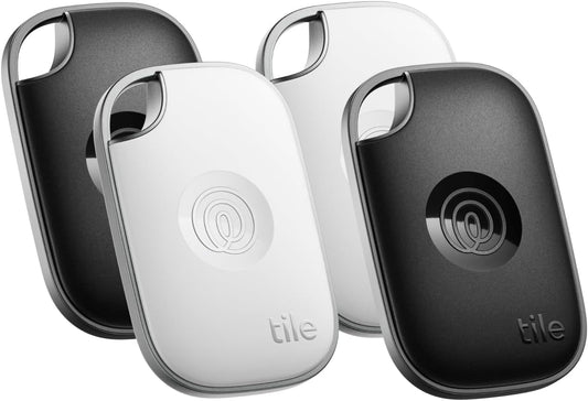 by Life360 Pro - Powerful Bluetooth Tracker, Key Finder and Item Locator for Keys Bags, and More. Both Ios and Android Compatible. Phone Finder. 4-Pack (Black/White)