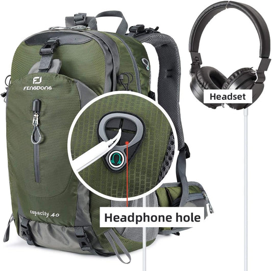 40L Waterproof Lightweight Hiking,Camping,Travel Backpack for Men Women (Green)