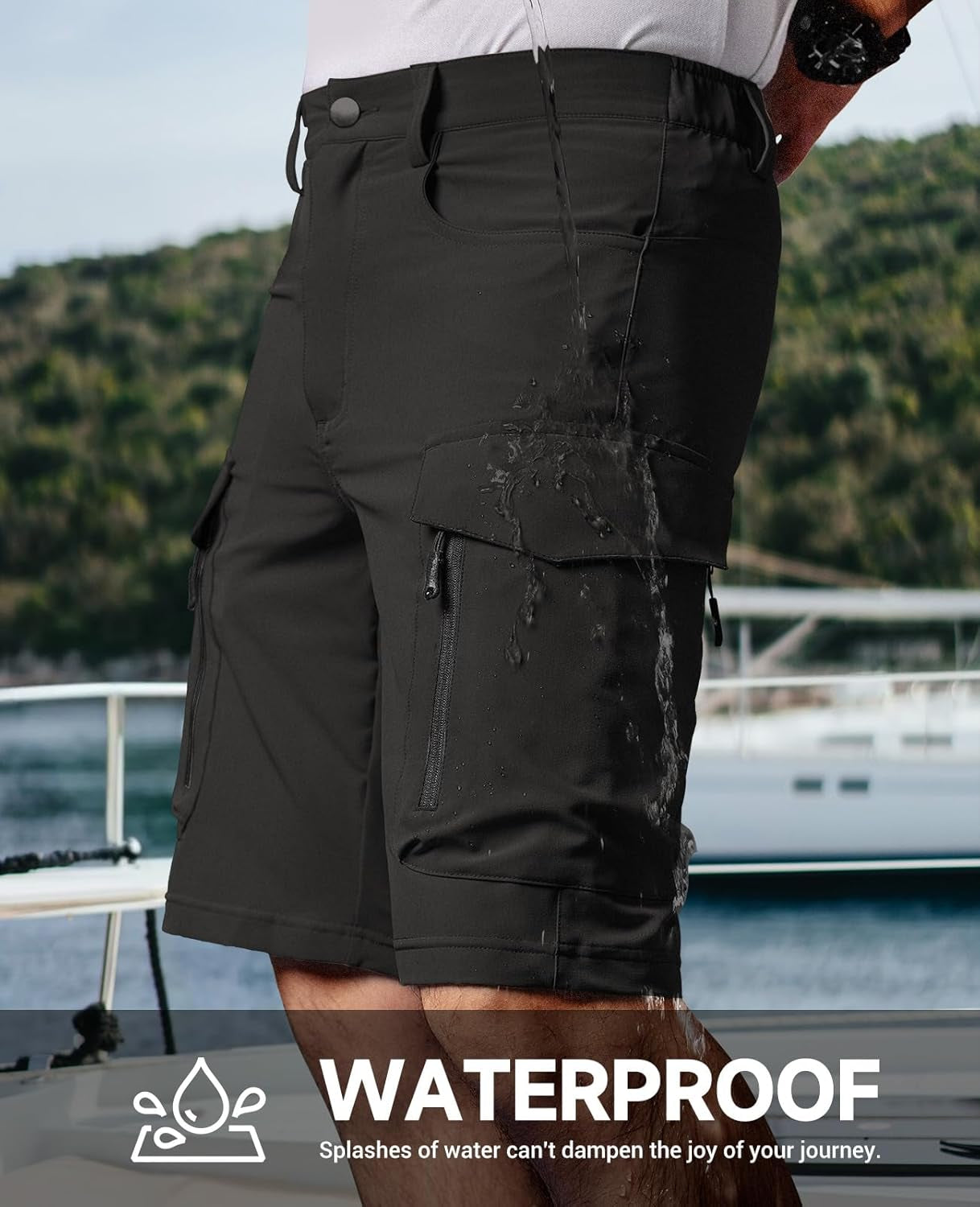 Men'S Hiking Cargo Shorts with 7 Pockets Quick Dry for Casual Work