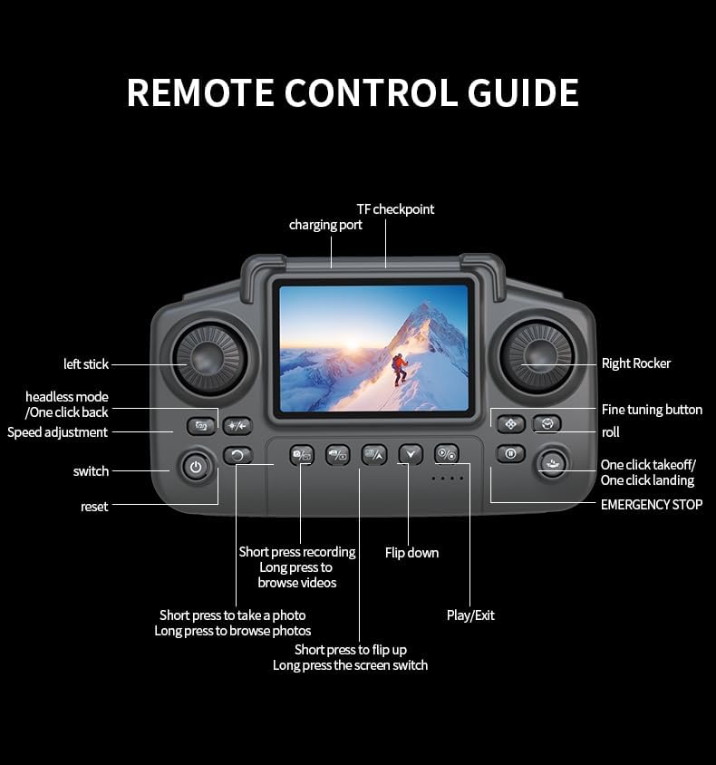 Falcon X 4K Drone – Built-In Screen, Foldable, 3 Batteries + Case