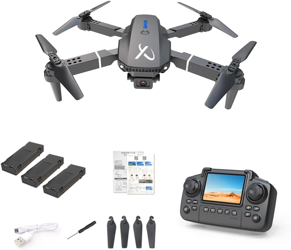 Falcon X 4K Drone – Built-In Screen, Foldable, 3 Batteries + Case
