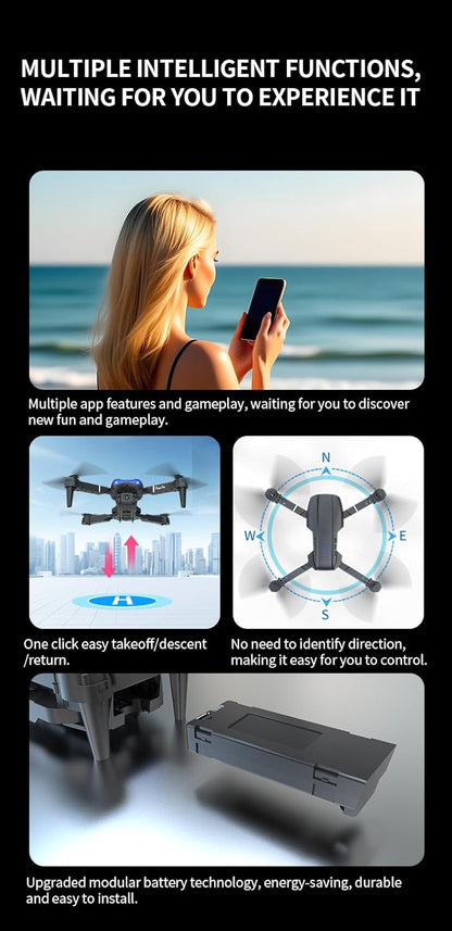 Falcon X 4K Drone – Built-In Screen, Foldable, 3 Batteries + Case