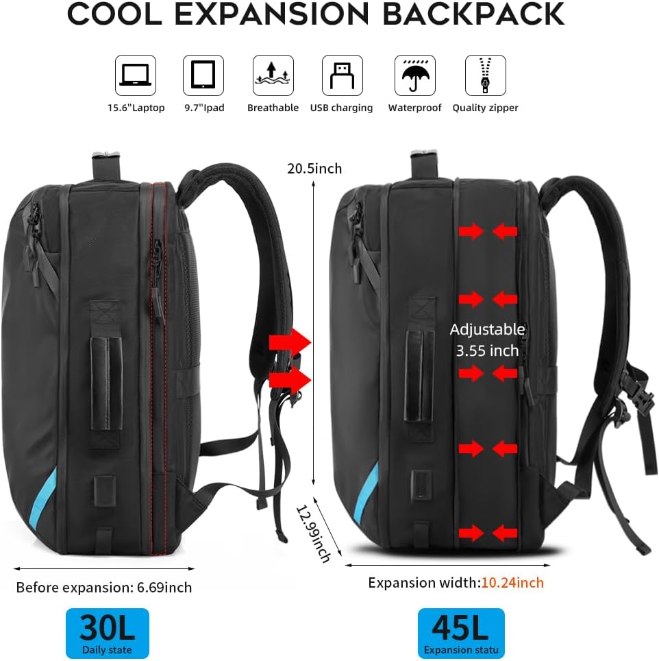 Vacuum Compression Backpack with Pump, Extra Large Capacity 45L 