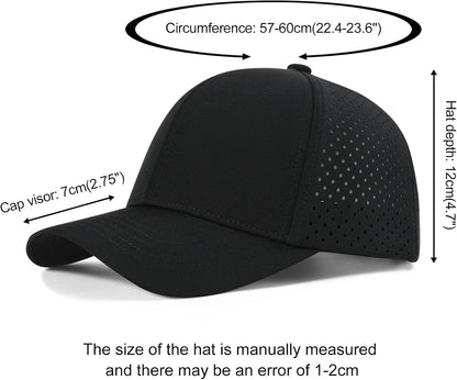 Men Quick Dry Baseball Cap Laser Cut Mesh Ball Curved Brim Snapback Hat