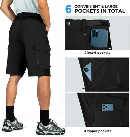 Men'S Outdoor Quick Dry Lightweight Stretchy Shorts for Hiking, Tactical, Camping, Travel with 6 Pockets