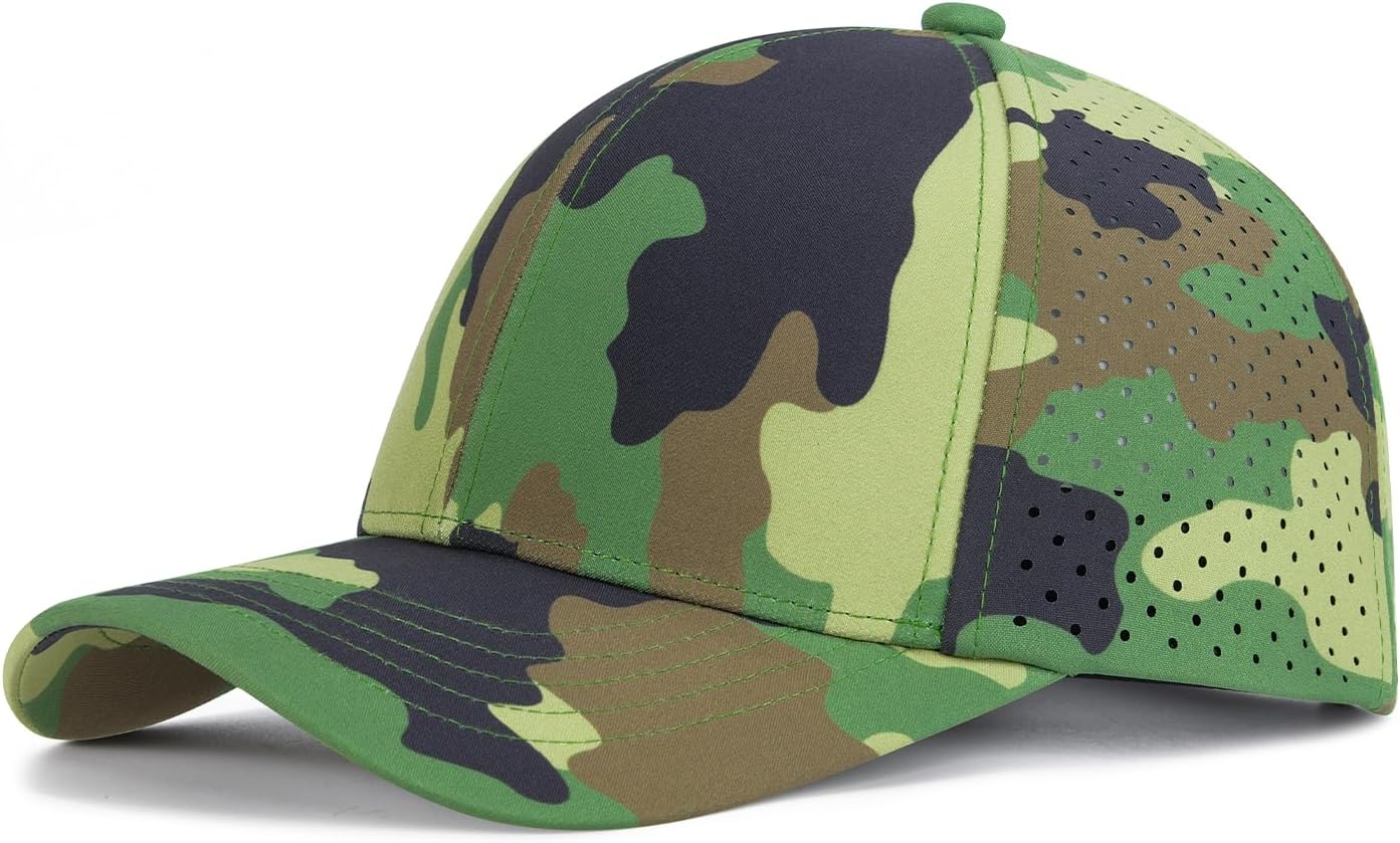 Men Quick Dry Baseball Cap Laser Cut Mesh Ball Curved Brim Snapback Hat