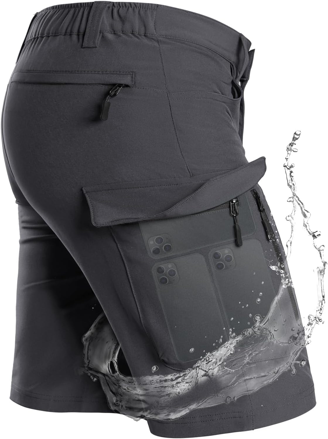 Men'S Hiking Cargo Shorts with 7 Pockets Quick Dry for Casual Work