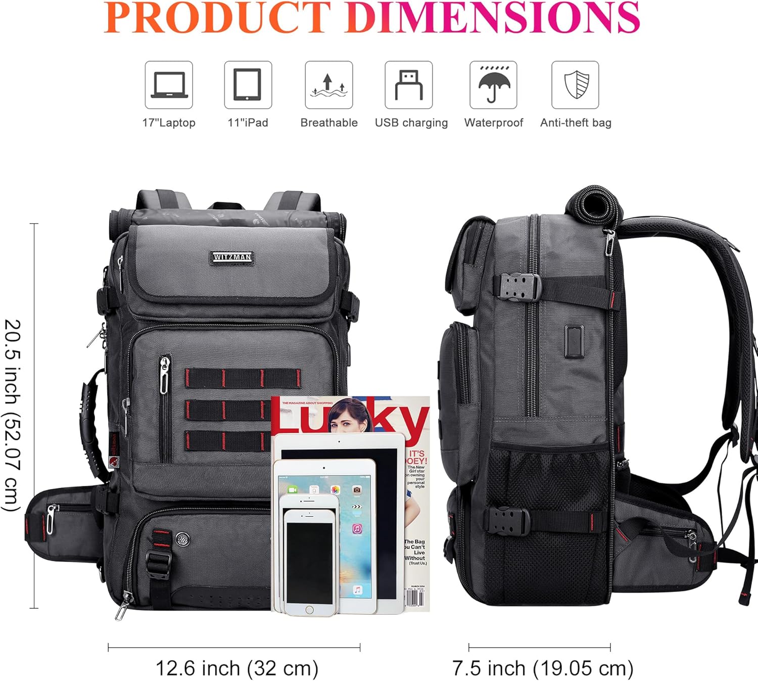 Carry on Travel Backpack for Men Women 