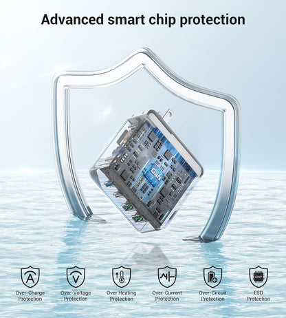 140W USB-C Wall Plug with 4 Ports – Super Fast Charging Cube for Laptops, Tablets & Phones