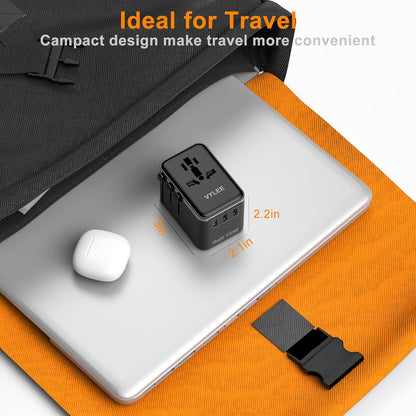 Universal 70W Travel Adapter – 5-Port Fast Charger with USB-C & Worldwide Plug Compatibility (USA/EU/UK/AUS/Japan)