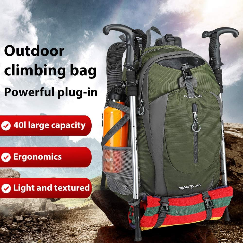 40L Waterproof Lightweight Hiking,Camping,Travel Backpack for Men Women (Green)