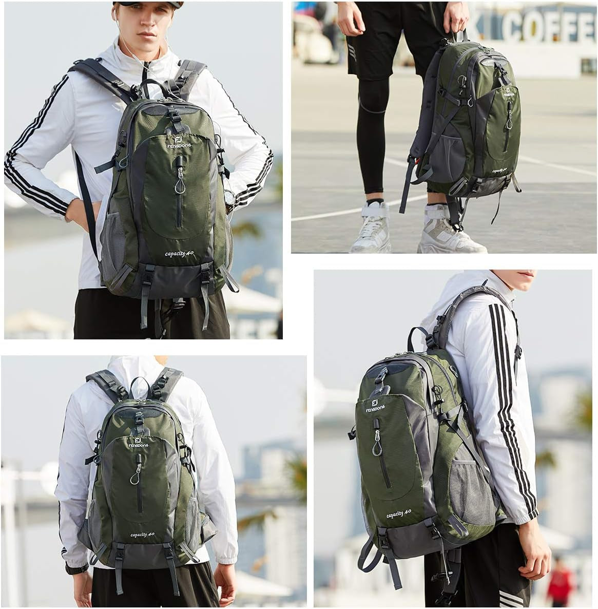 40L Waterproof Lightweight Hiking,Camping,Travel Backpack for Men Women (Green)