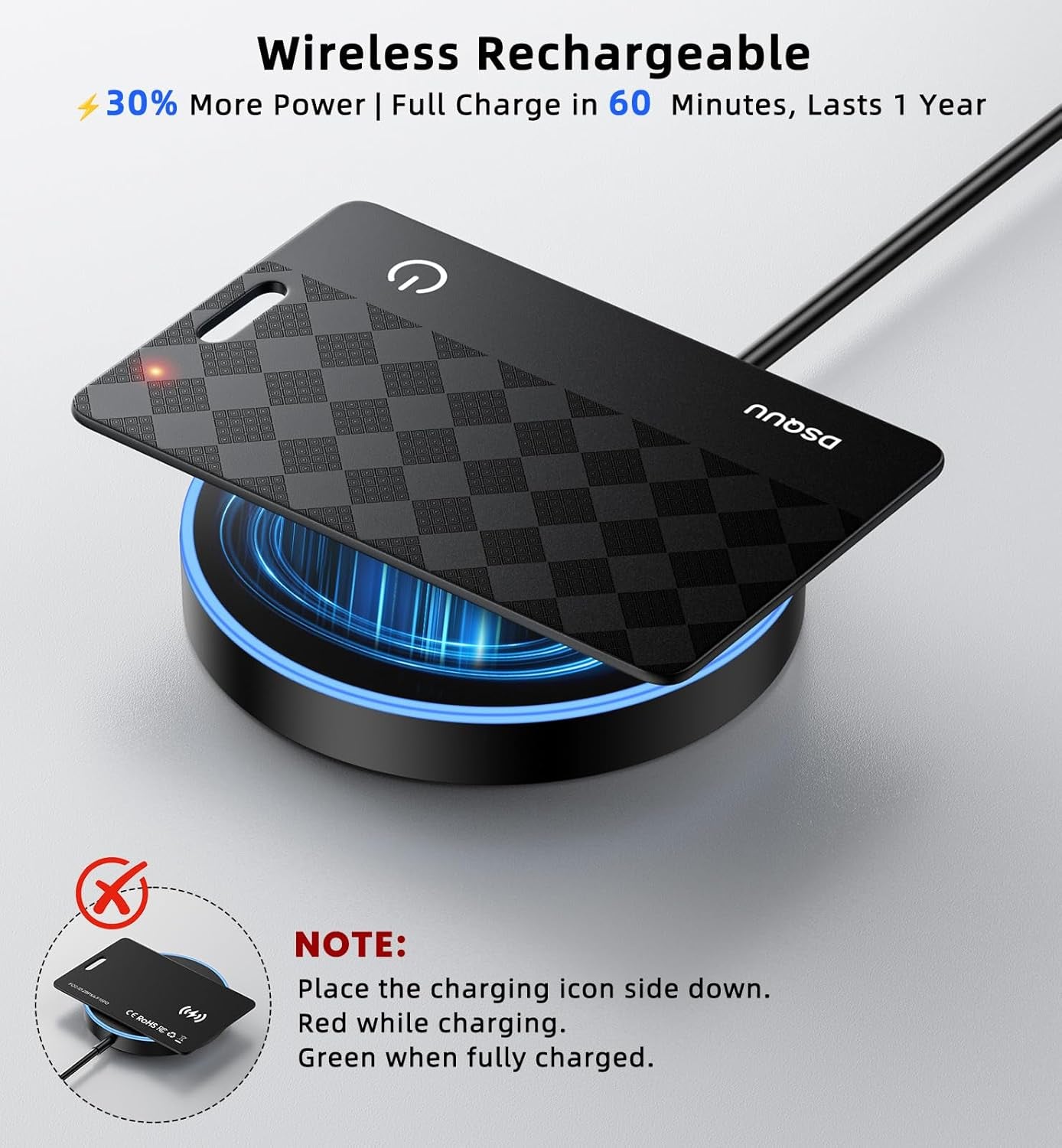 Slim Wallet Tracker Card – Works with Apple Find My, Rechargeable & Waterproof Bluetooth Locator for Wallets, Keys & Travel Essentials (iOS Only)