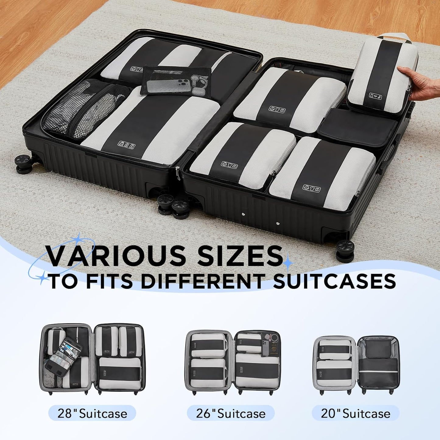 10 Set Compression Packing Cubes for Travel Essentials
