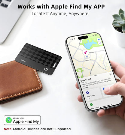 Slim Wallet Tracker Card – Works with Apple Find My, Rechargeable & Waterproof Bluetooth Locator for Wallets, Keys & Travel Essentials (iOS Only)