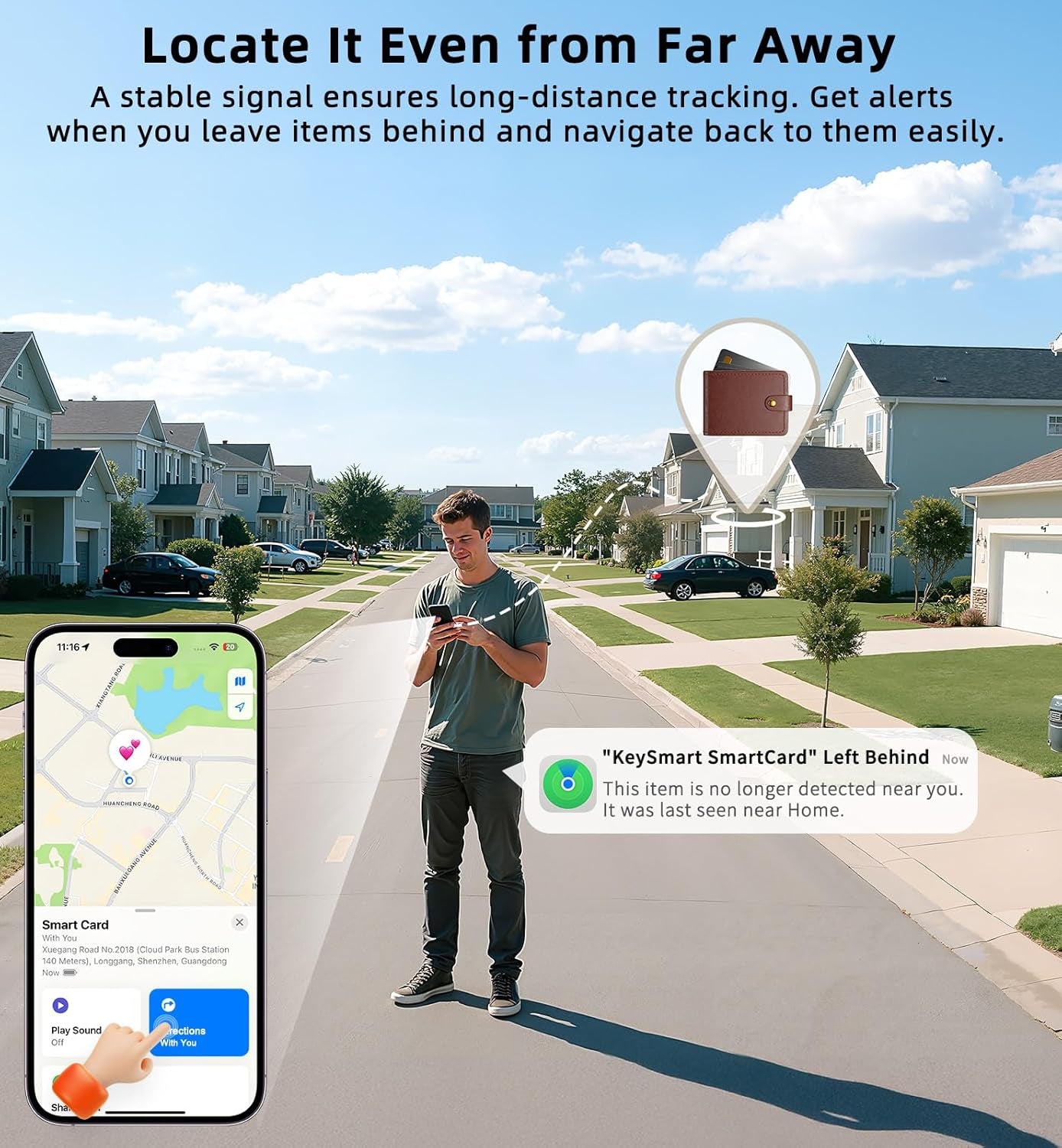 Slim Wallet Tracker Card – Works with Apple Find My, Rechargeable & Waterproof Bluetooth Locator for Wallets, Keys & Travel Essentials (iOS Only)