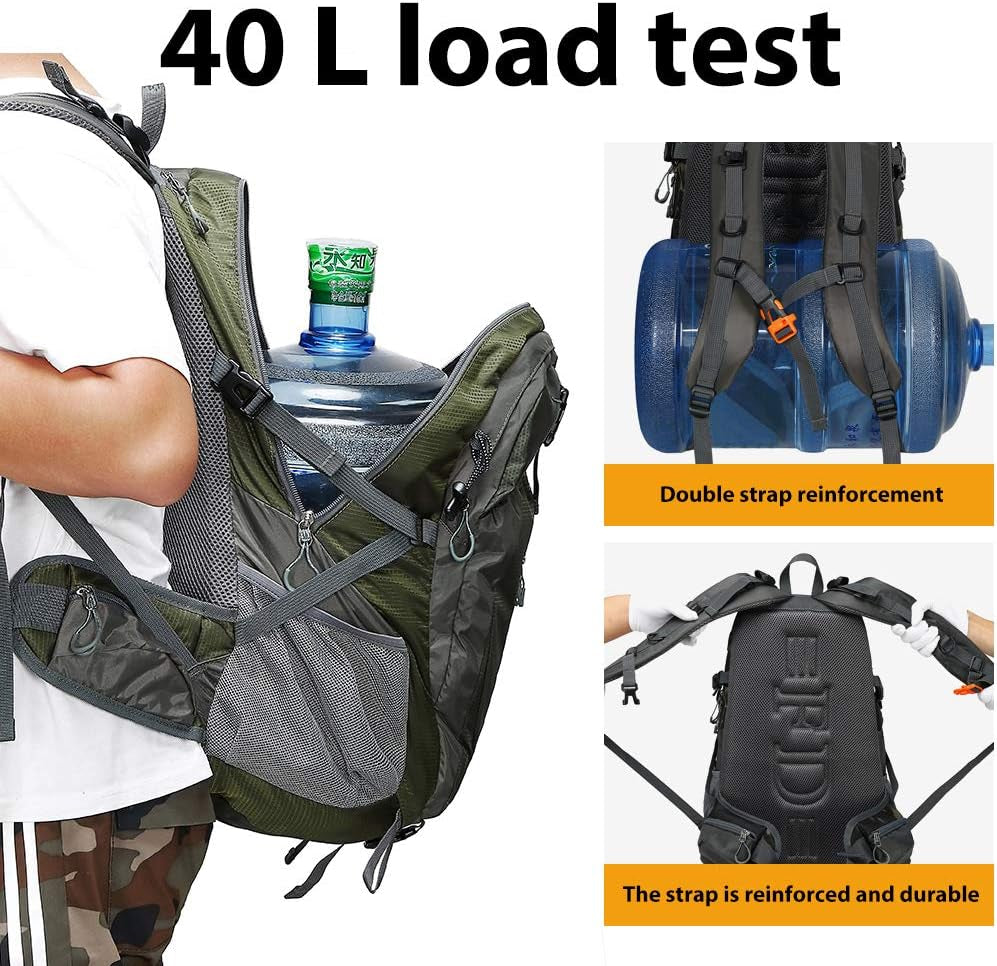 40L Waterproof Lightweight Hiking,Camping,Travel Backpack for Men Women (Green)