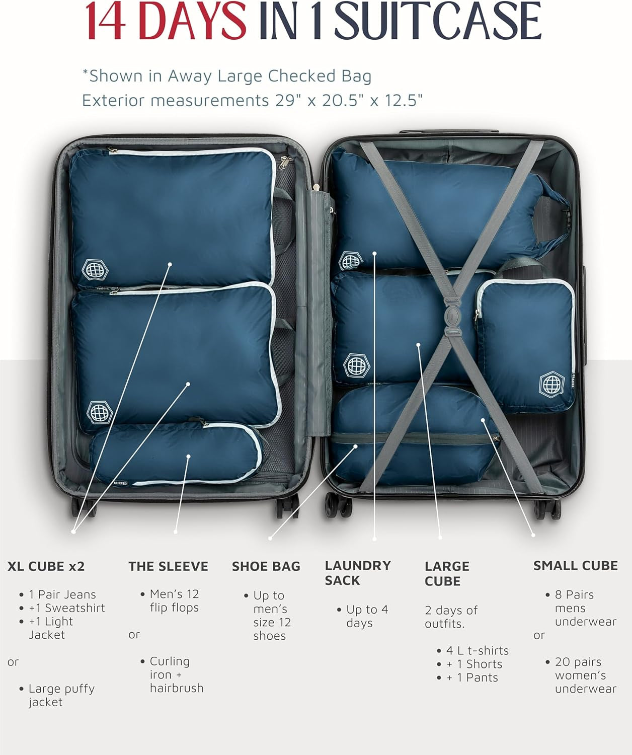 Large Compression Packing Cubes for Travel-Packing 