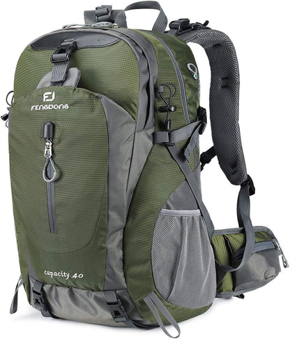 40L Waterproof Lightweight Hiking,Camping,Travel Backpack for Men Women (Green)