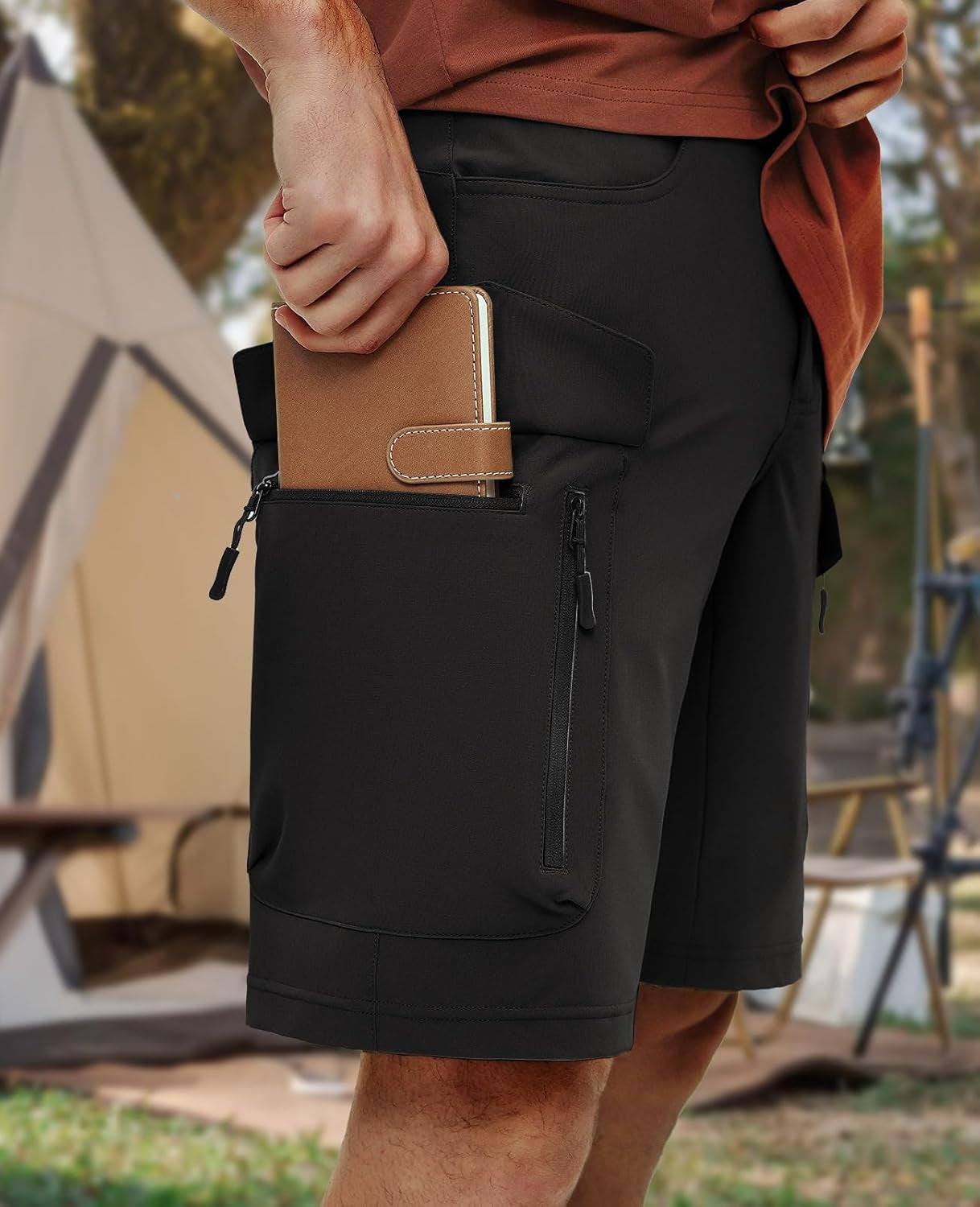 Men'S Hiking Cargo Shorts with 7 Pockets Quick Dry for Casual Work