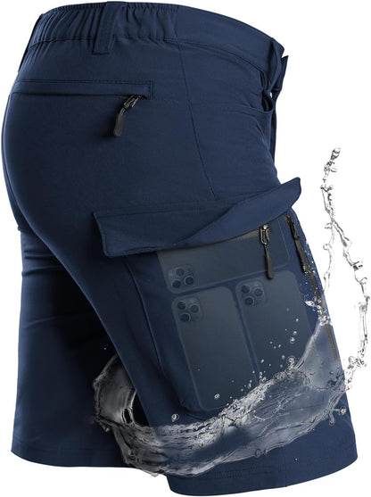 Men'S Hiking Cargo Shorts with 7 Pockets Quick Dry for Casual Work