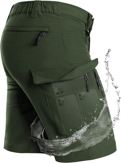 Men'S Hiking Cargo Shorts with 7 Pockets Quick Dry for Casual Work